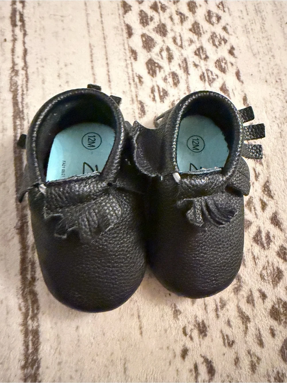 Zutano Black Toddler Moccasin Shoes - Soft Genuine Leather